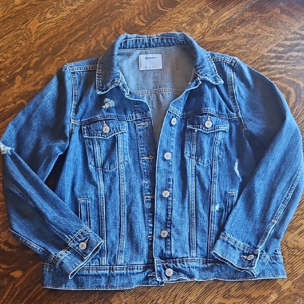 Old Navy Blue Distressed Denim Jacket